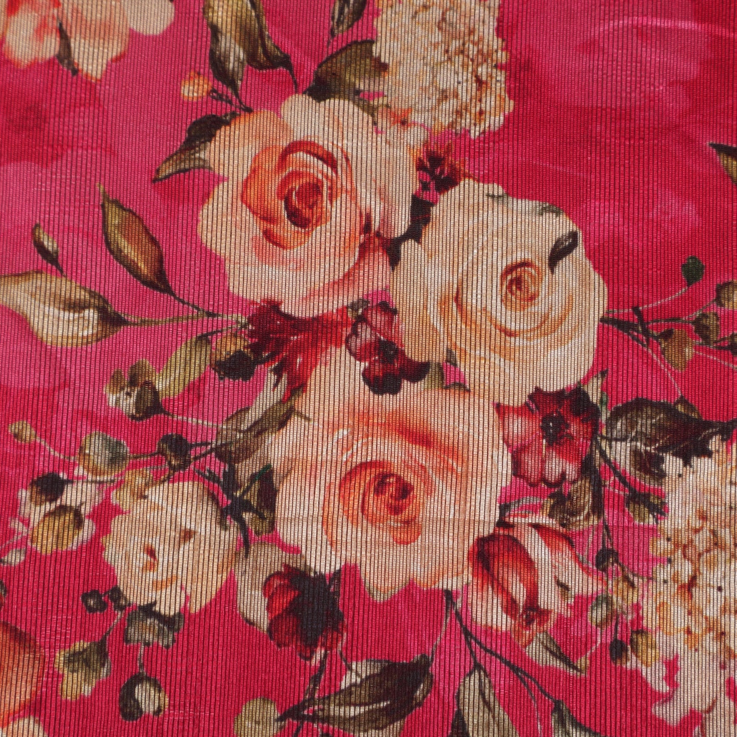 Pink Color Dupion Print Fabric