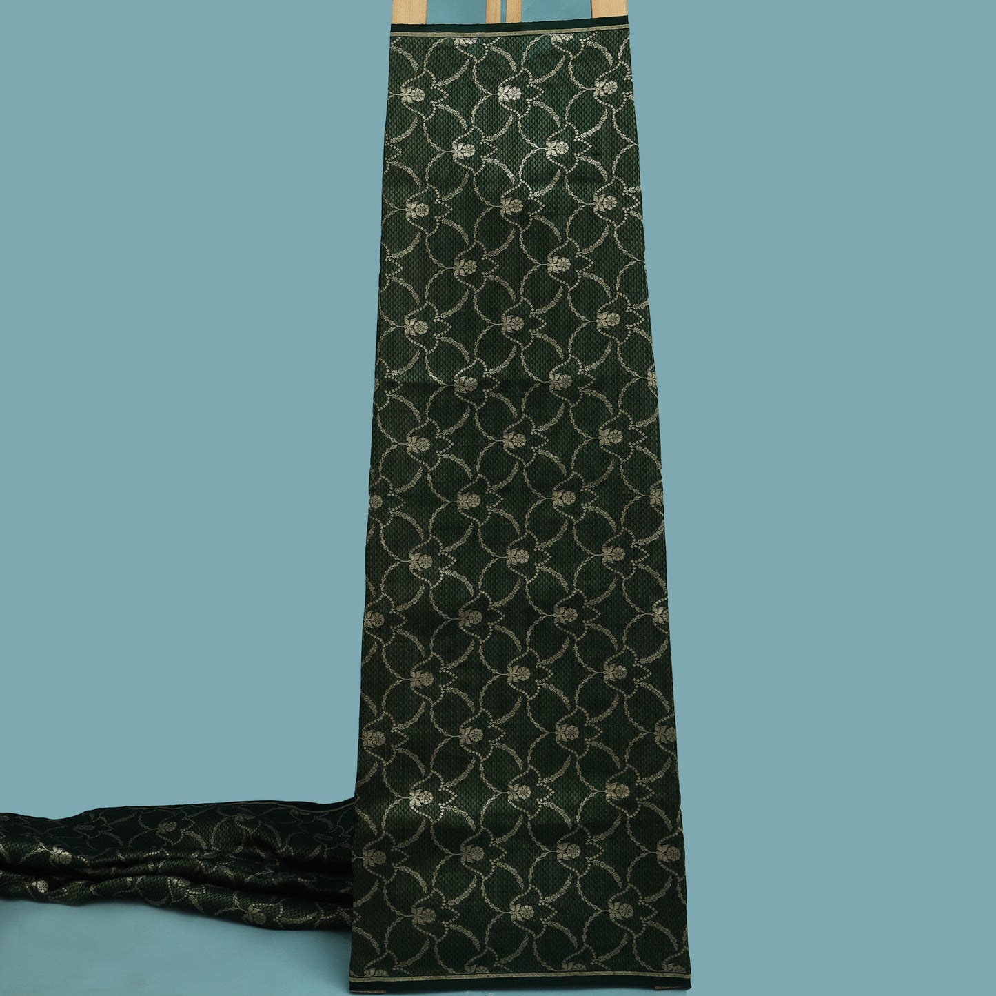 Bottle Green Color Katan Brocade Fabric