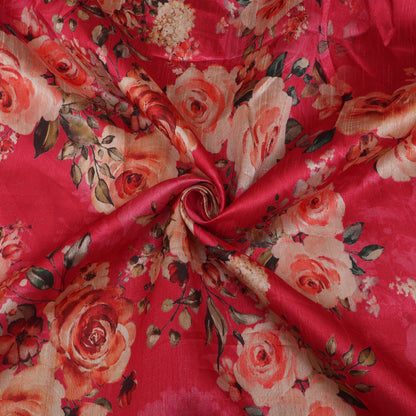 Pink Color Dupion Print Fabric