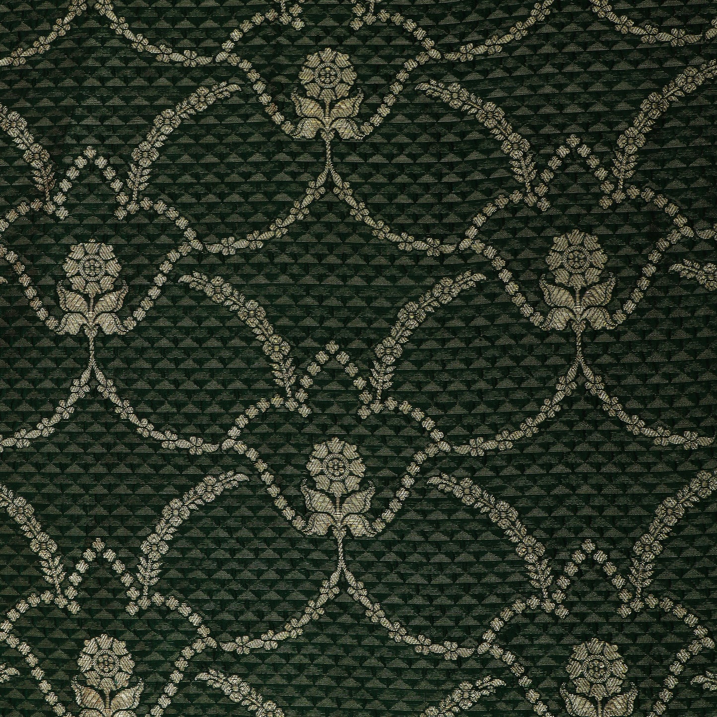 Bottle Green Color Katan Brocade Fabric