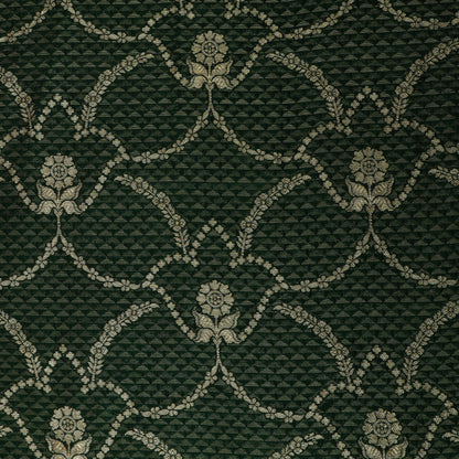 Bottle Green Color Katan Brocade Fabric