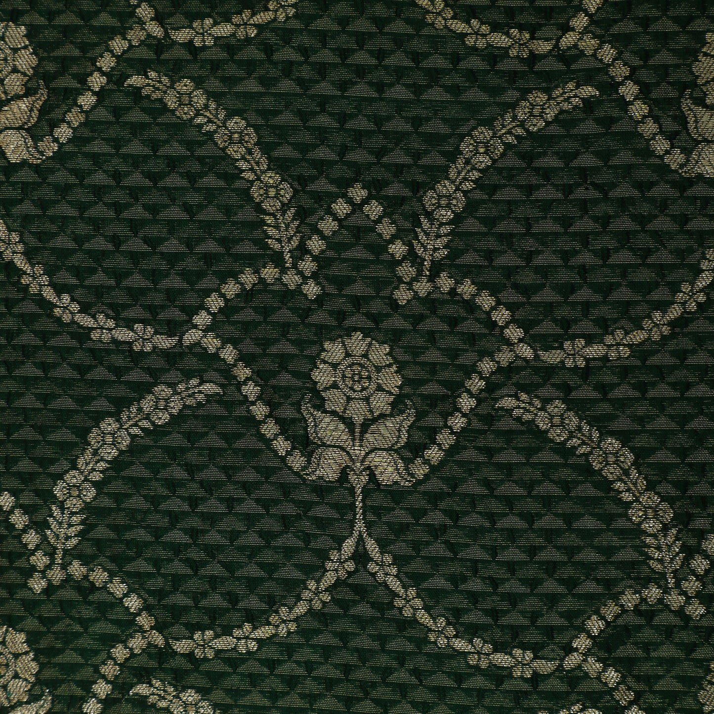 Bottle Green Color Katan Brocade Fabric