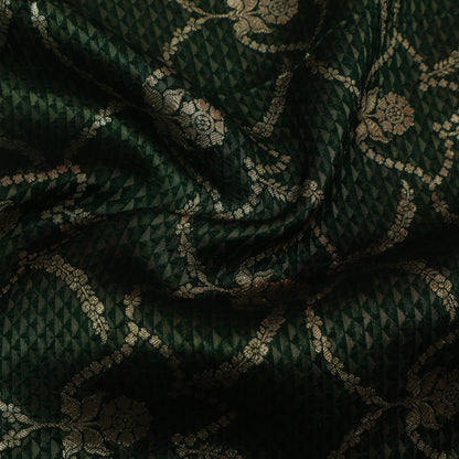 Bottle Green Color Katan Brocade Fabric