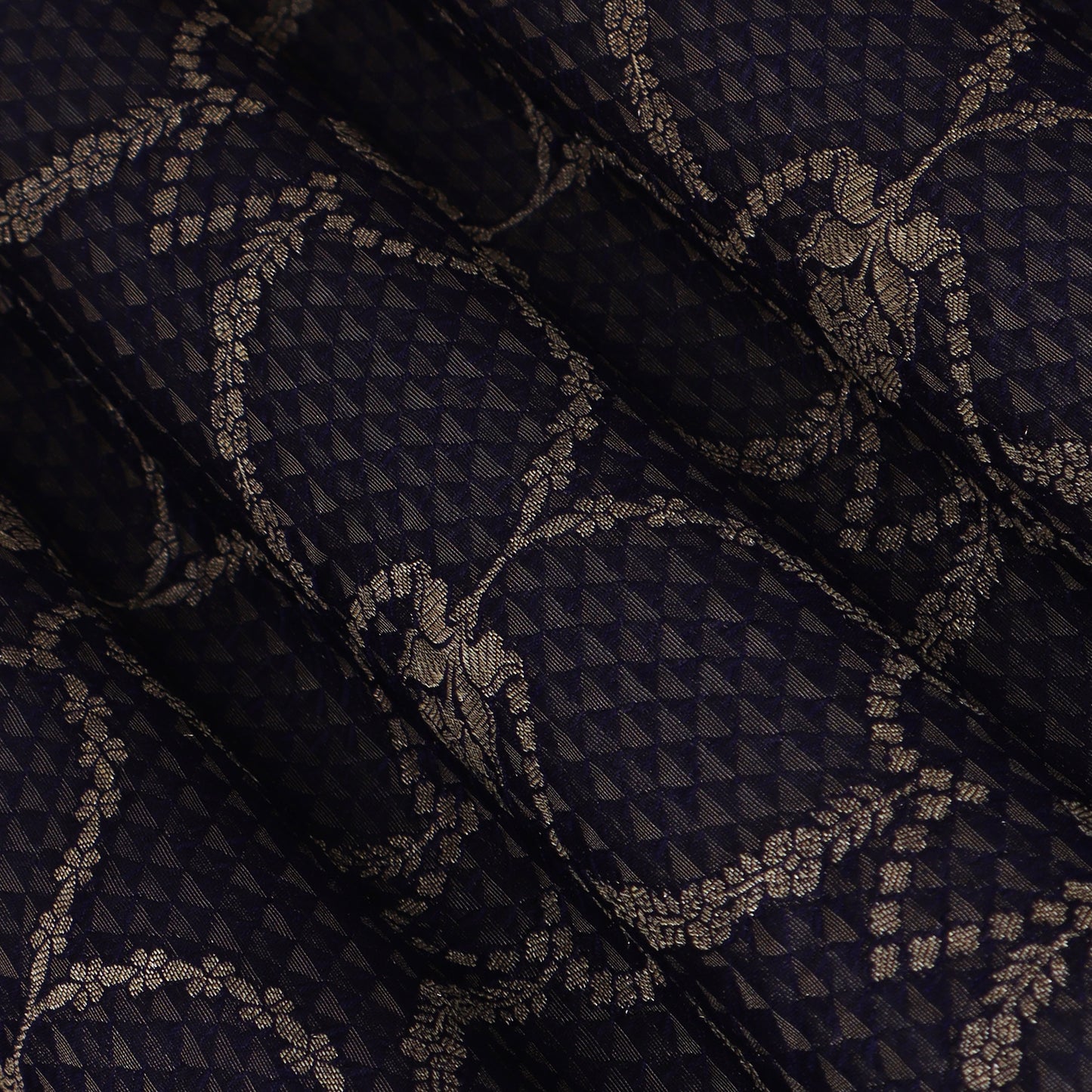 Navy Blue Color Katan Brocade Fabric