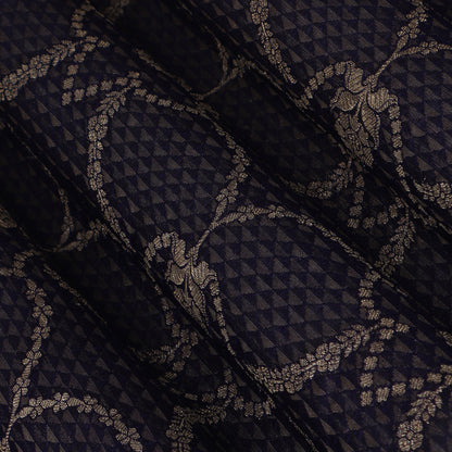 Navy Blue Color Katan Brocade Fabric