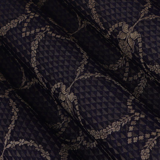 Navy Blue Color Katan Brocade Fabric
