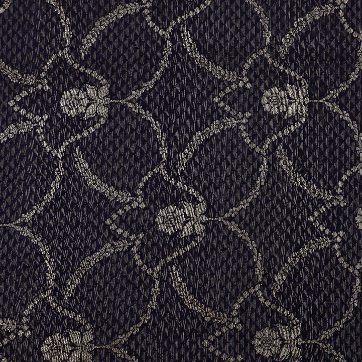 Navy Blue Color Katan Brocade Fabric