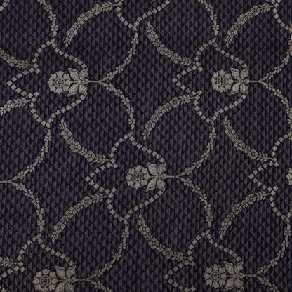 Navy Blue Color Katan Brocade Fabric