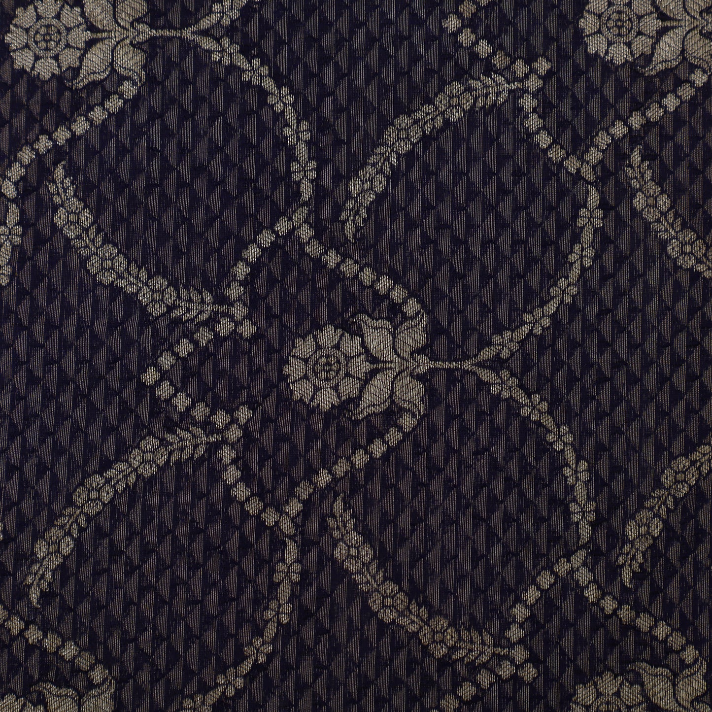 Navy Blue Color Katan Brocade Fabric