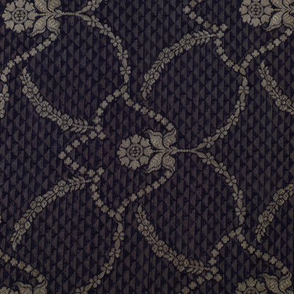 Navy Blue Color Katan Brocade Fabric
