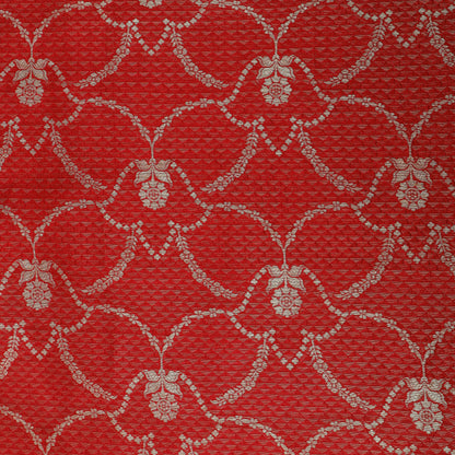 Red Color Katan Brocade Fabric