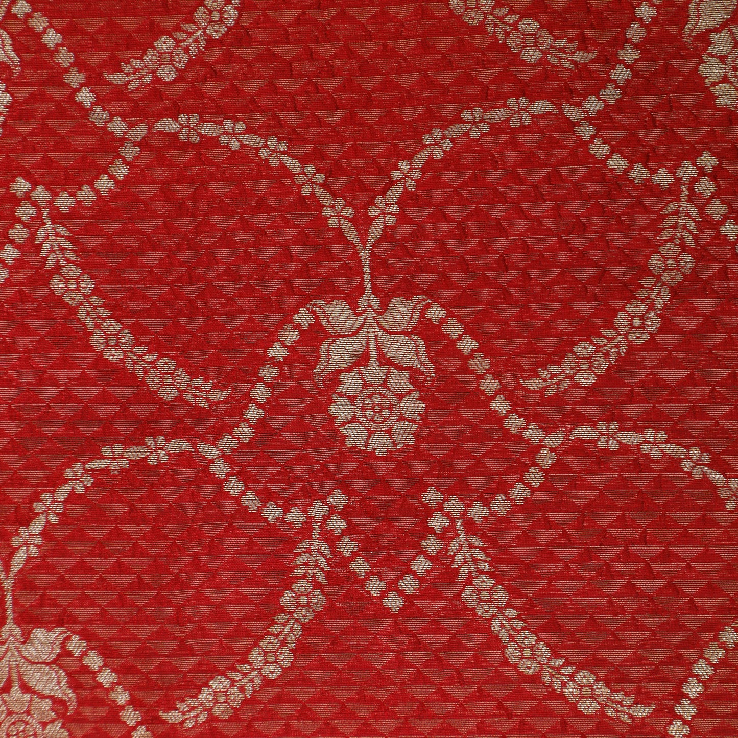 Red Color Katan Brocade Fabric