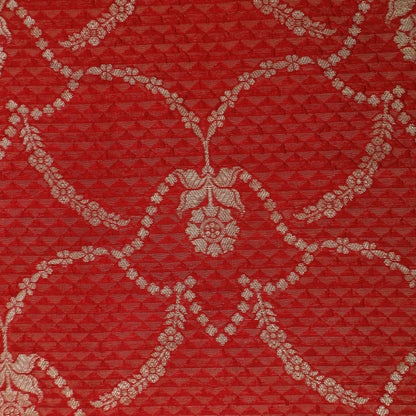 Red Color Katan Brocade Fabric