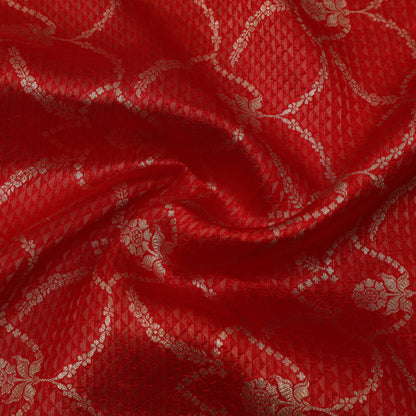 Red Color Katan Brocade Fabric