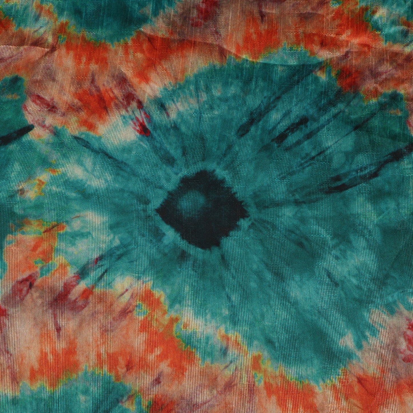 Teal Green Color Dupion Printed Fabric