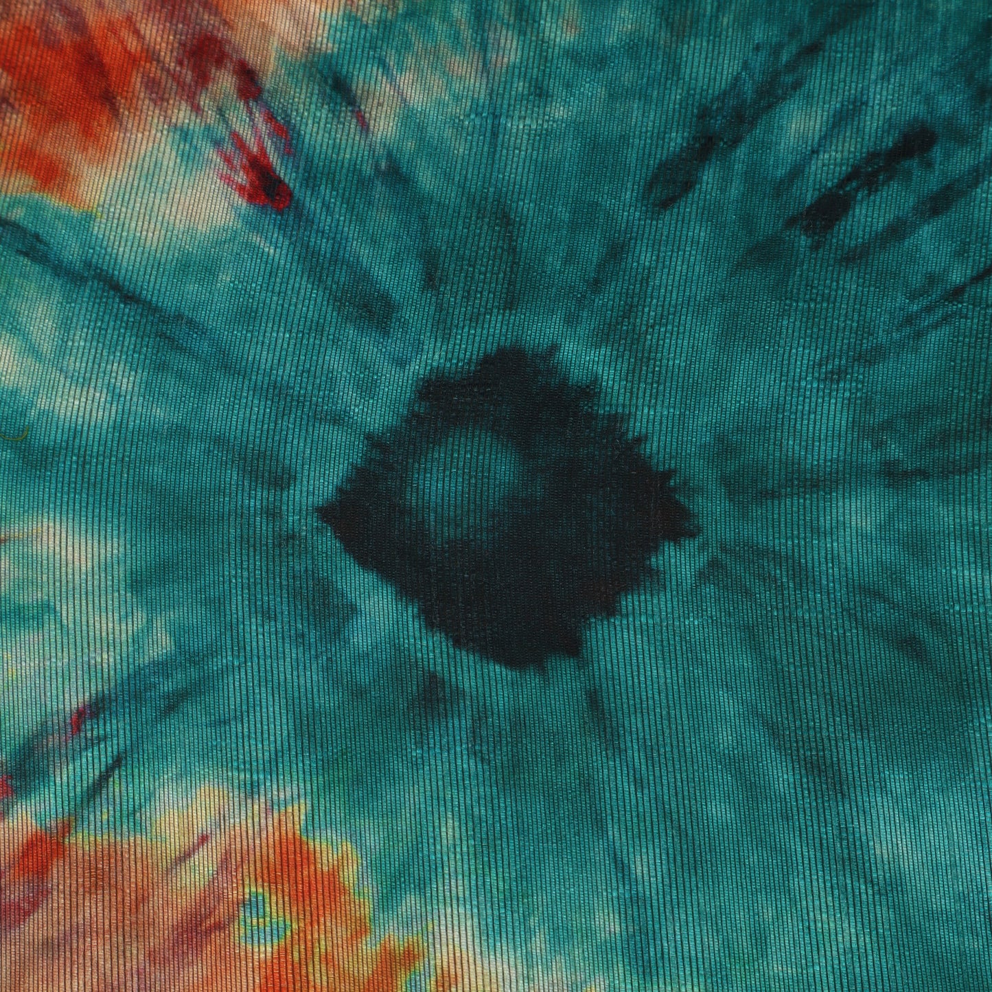 Teal Green Color Dupion Printed Fabric