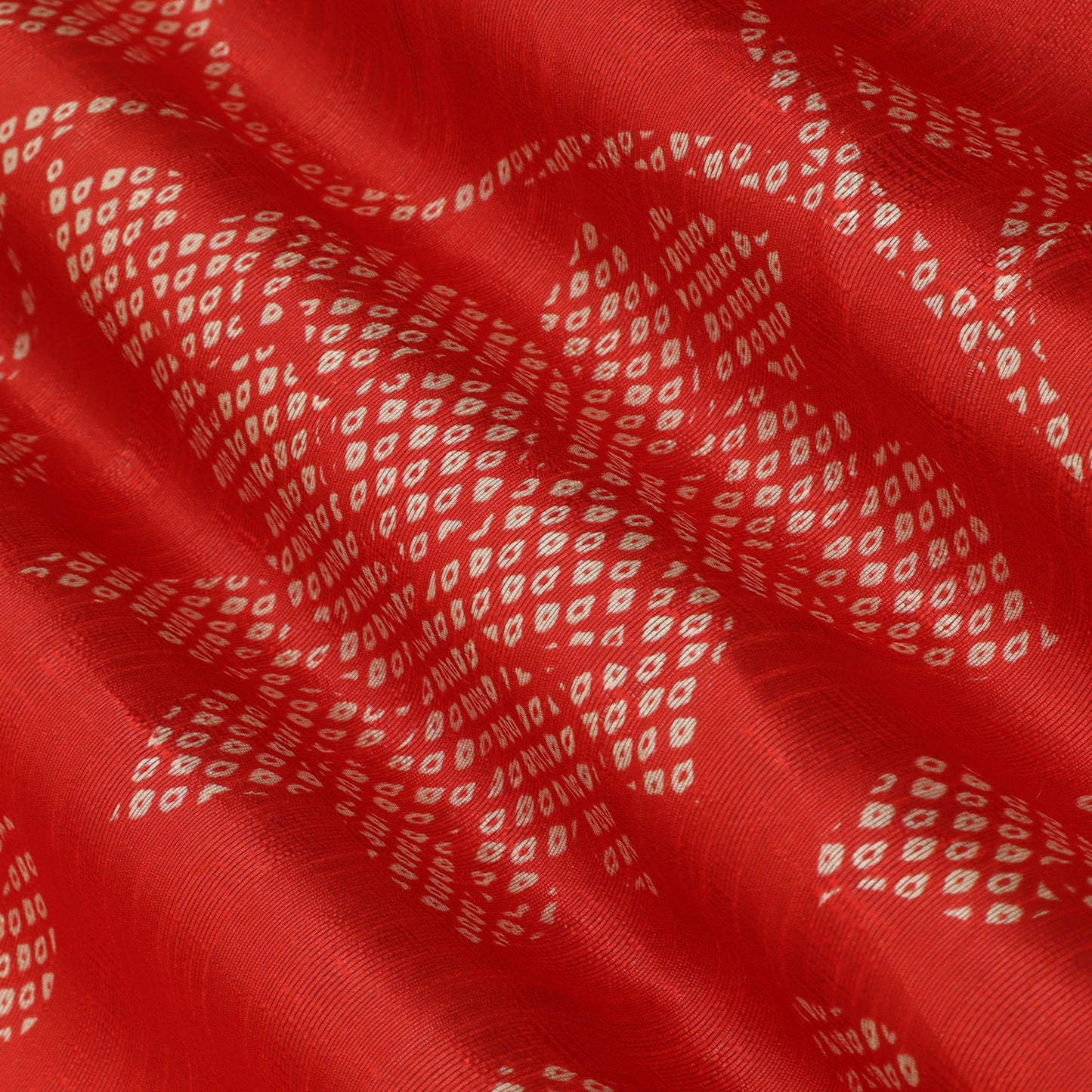 Red Color Dupion Print Fabric