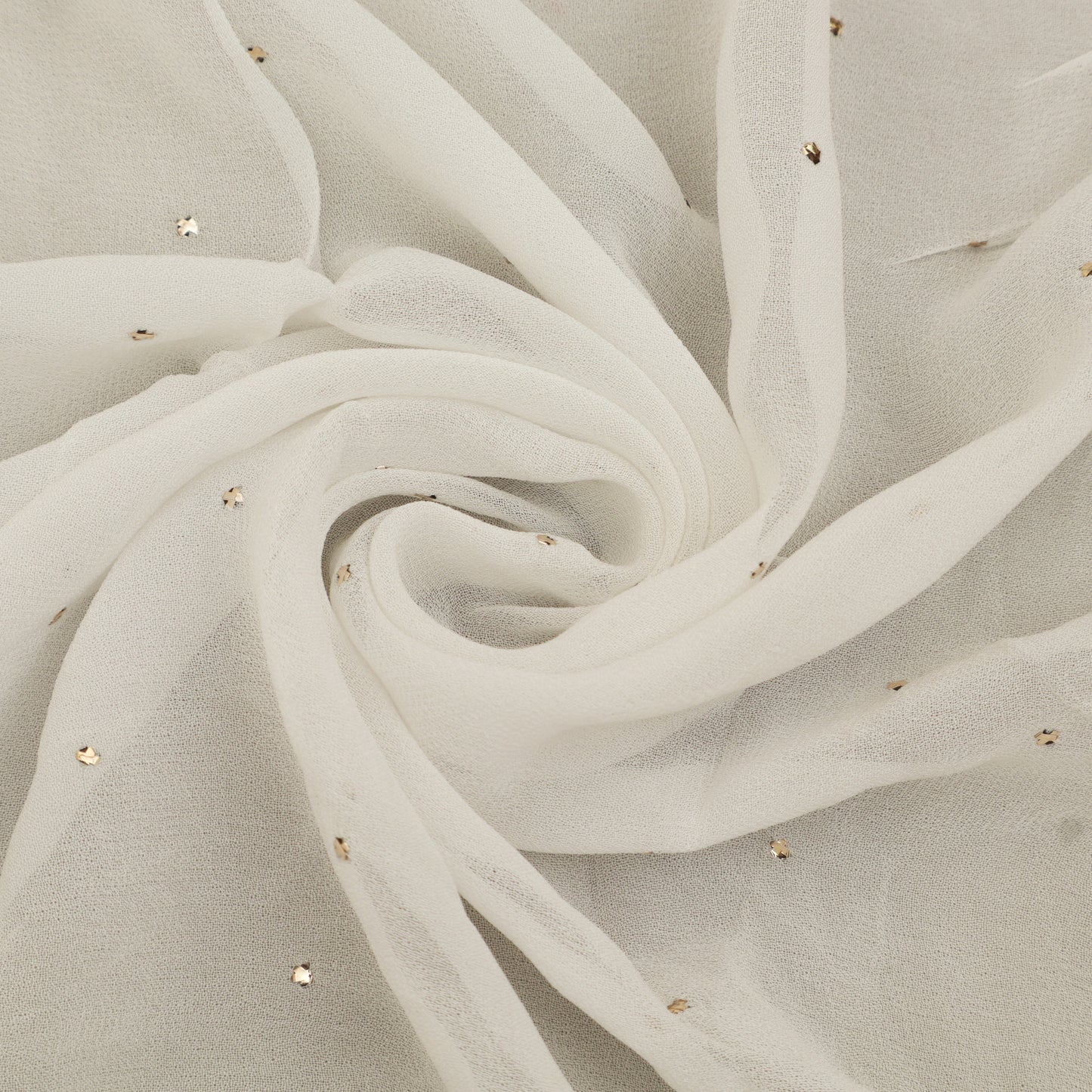 White Color Georgette Mukesh Fabric