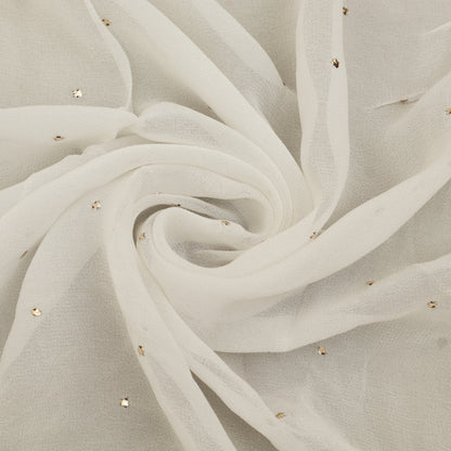 White Color Georgette Mukesh Fabric