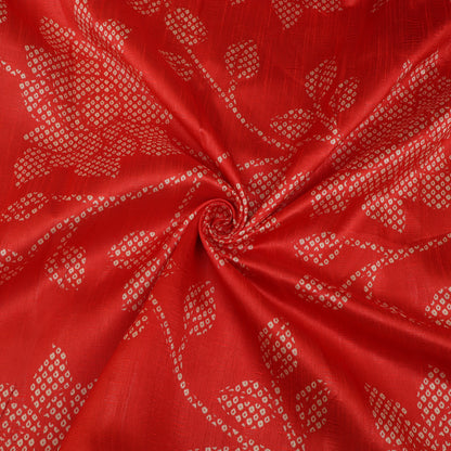 Red Color Dupion Print Fabric