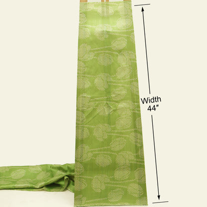 Green Color Dupion Print Fabric