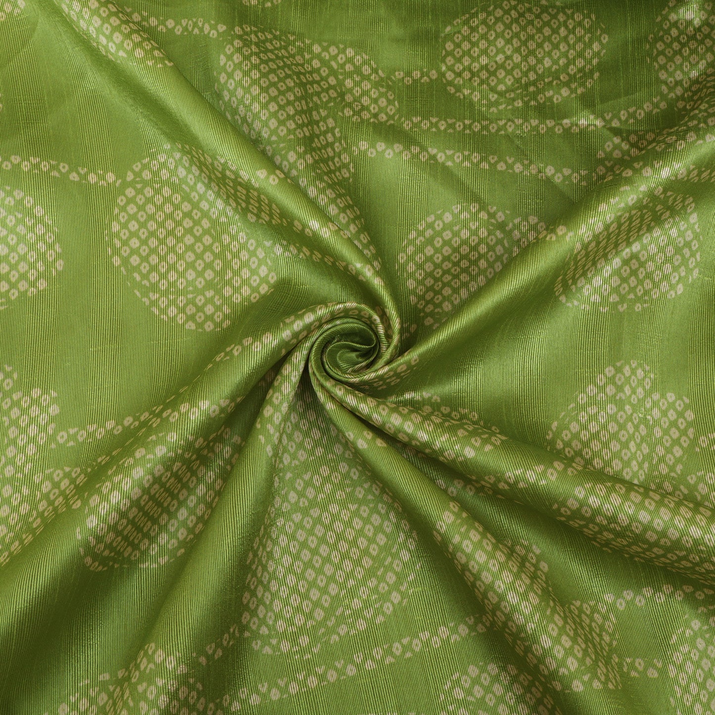 Green Color Dupion Print Fabric