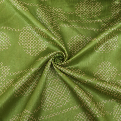 Green Color Dupion Print Fabric