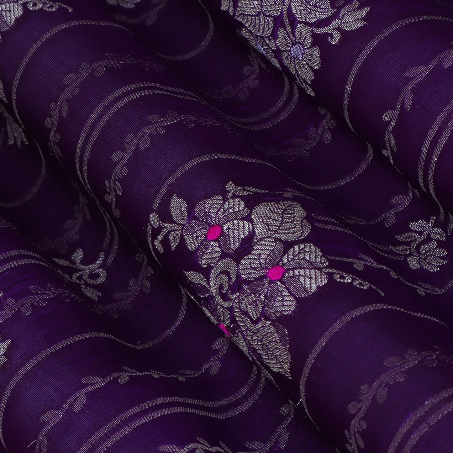 Purple Color Katan Meena Brocade Fabric