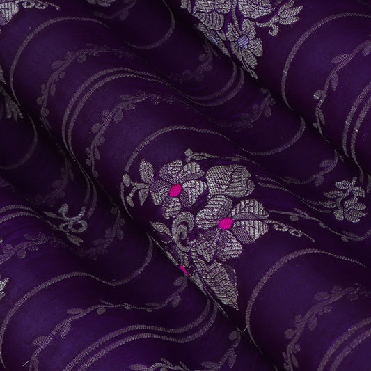 Purple Color Katan Meena Brocade Fabric