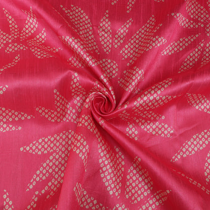 Pink Color Dupion Printed Fabric