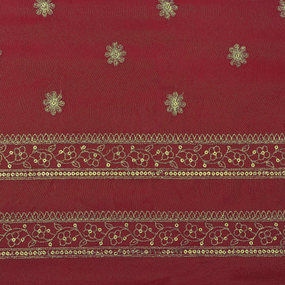 Magenta Color Tissue Zari Embroidery Fabric