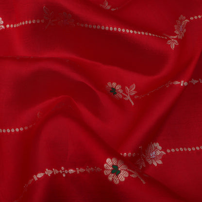 Red Color Katan Meena Brocade Fabric