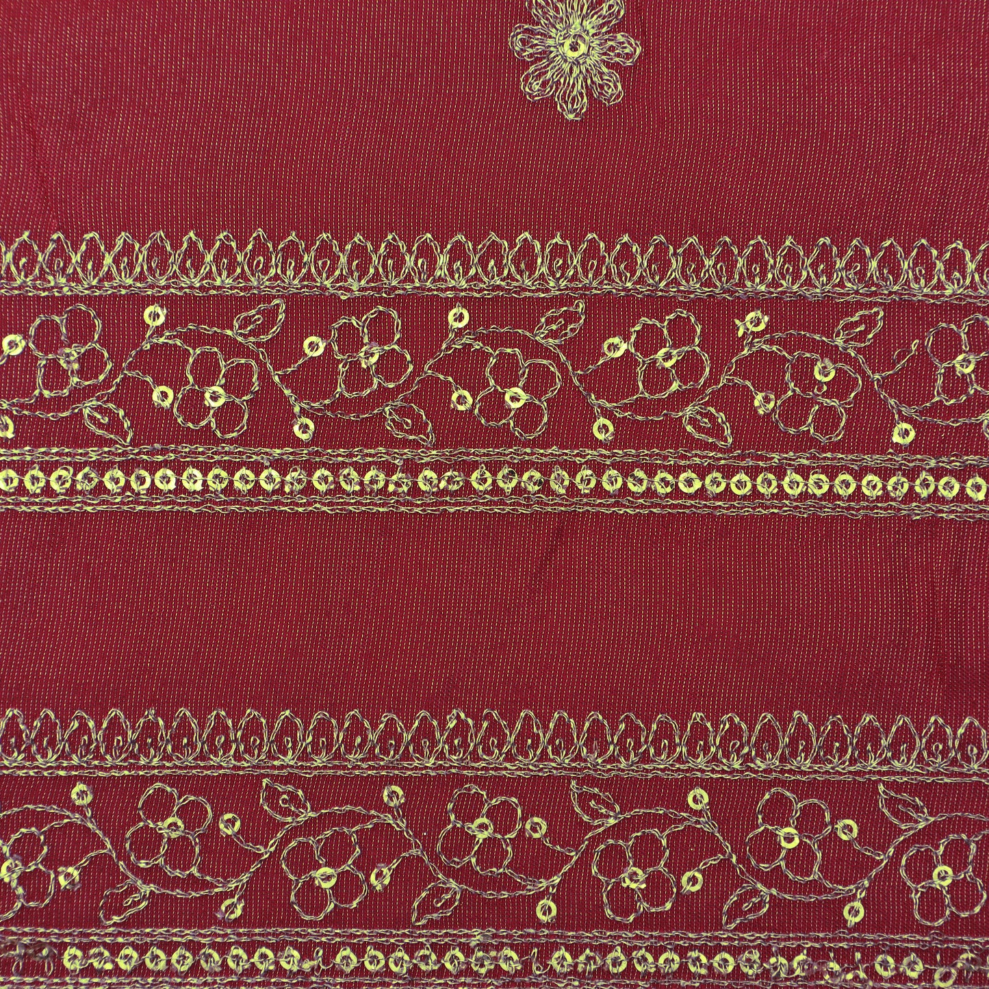 Magenta Color Tissue Zari Embroidery Fabric