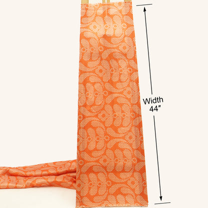 Orange Color Dupion Print Fabric
