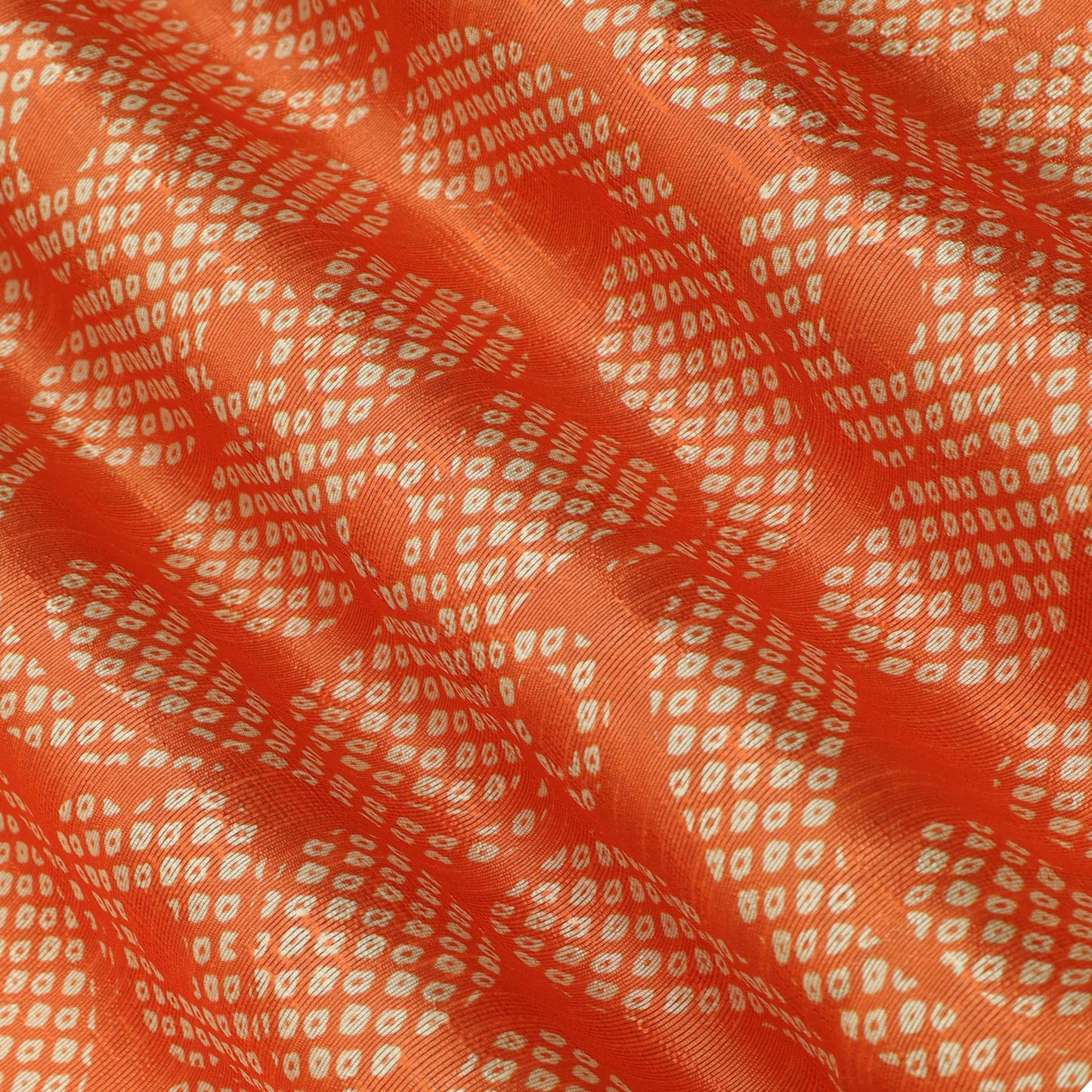 Orange Color Dupion Print Fabric