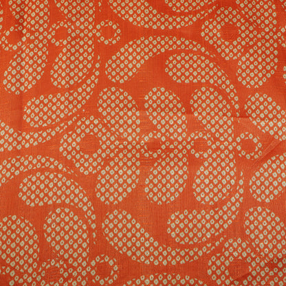 Orange Color Dupion Print Fabric