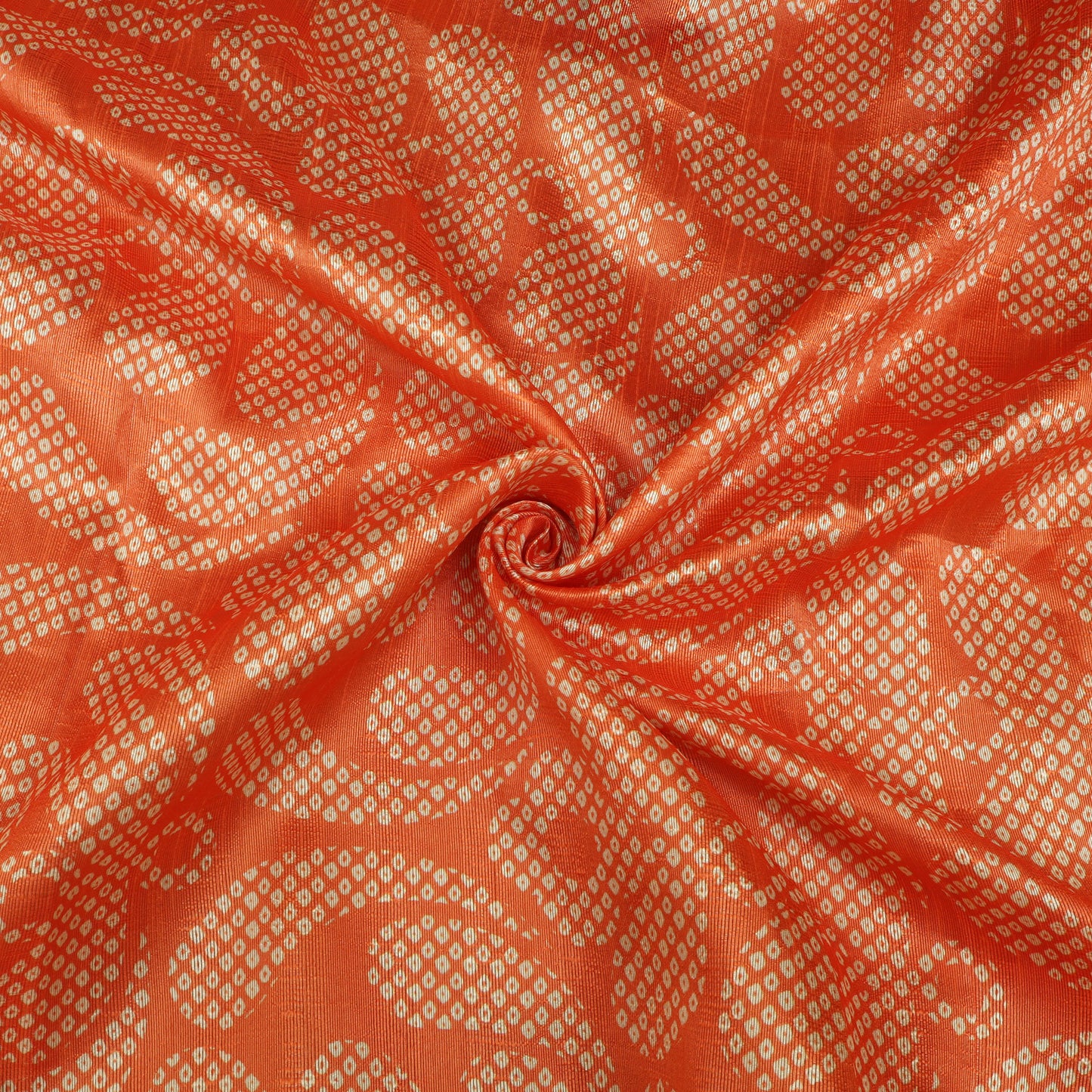 Orange Color Dupion Print Fabric