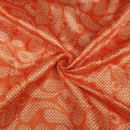 Orange Color Dupion Print Fabric