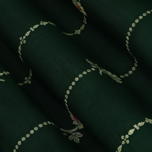 Bottle Green Color Katan Meena Brocade Fabric