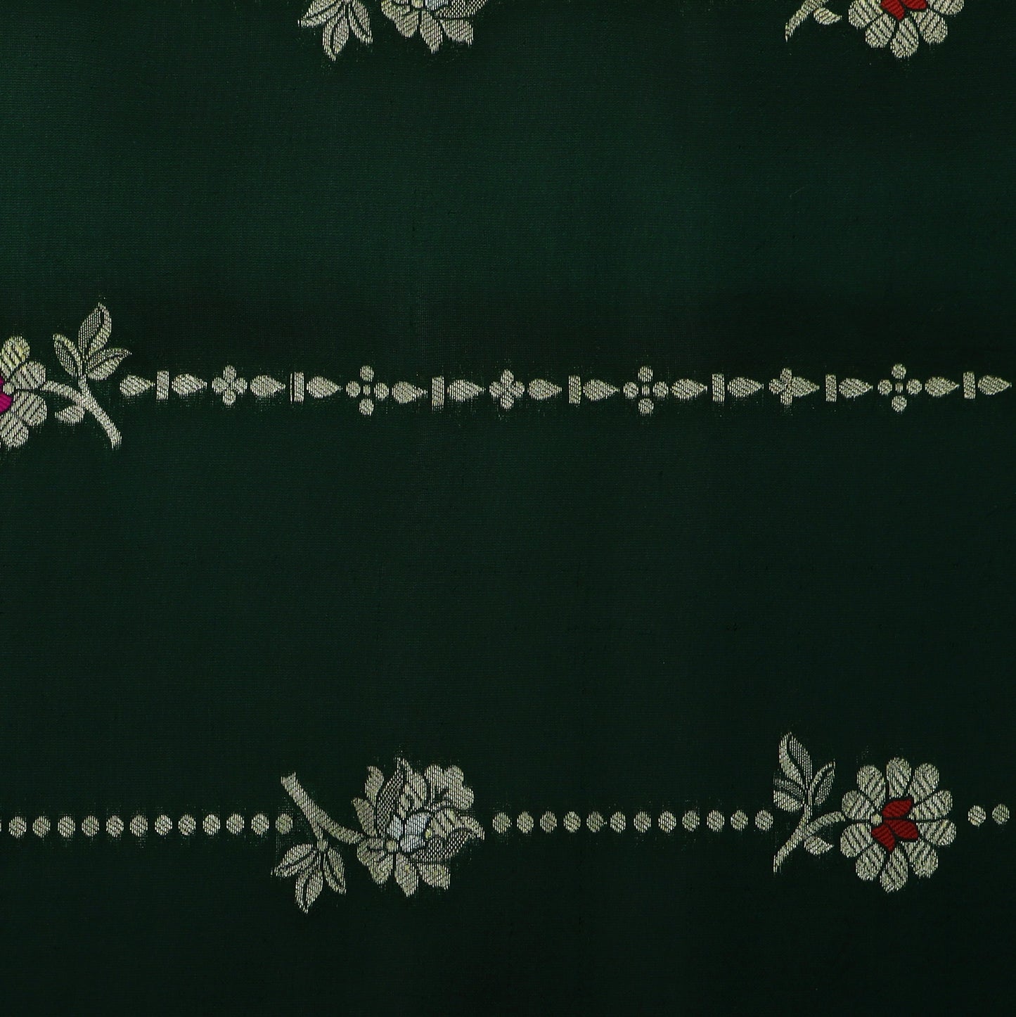 Bottle Green Color Katan Meena Brocade Fabric