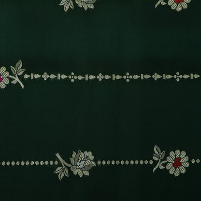 Bottle Green Color Katan Meena Brocade Fabric