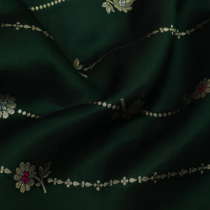 Bottle Green Color Katan Meena Brocade Fabric