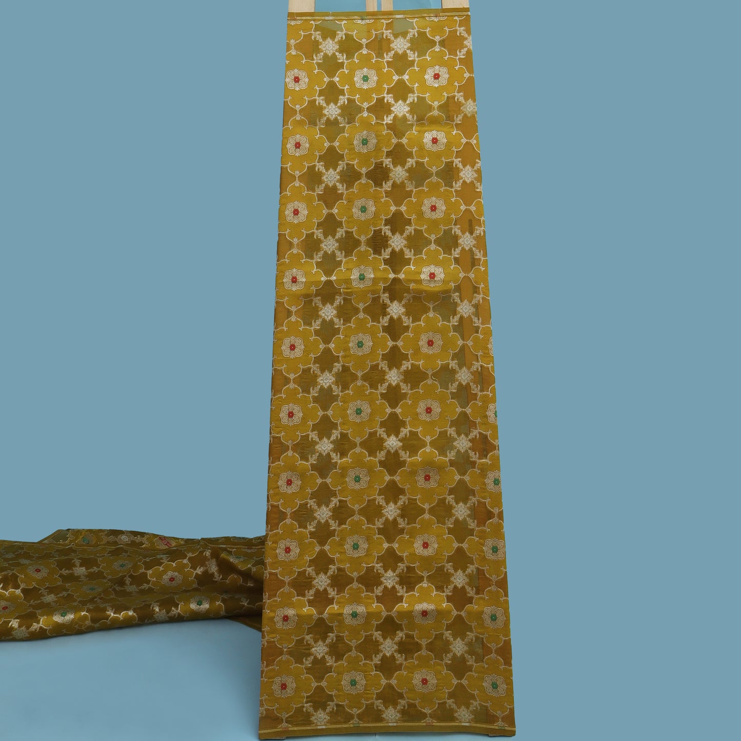 Mustard Color Katan Meena Brocade Fabric