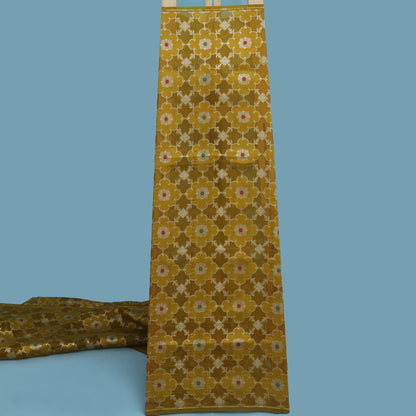 Mustard Color Katan Meena Brocade Fabric
