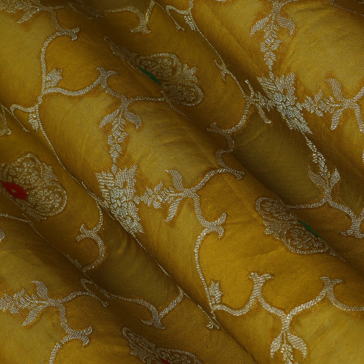 Mustard Color Katan Meena Brocade Fabric