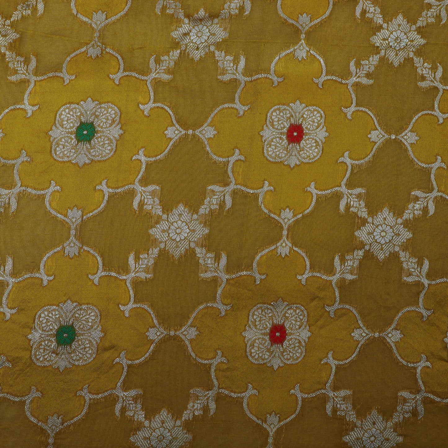 Mustard Color Katan Meena Brocade Fabric
