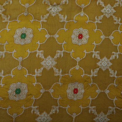 Mustard Color Katan Meena Brocade Fabric