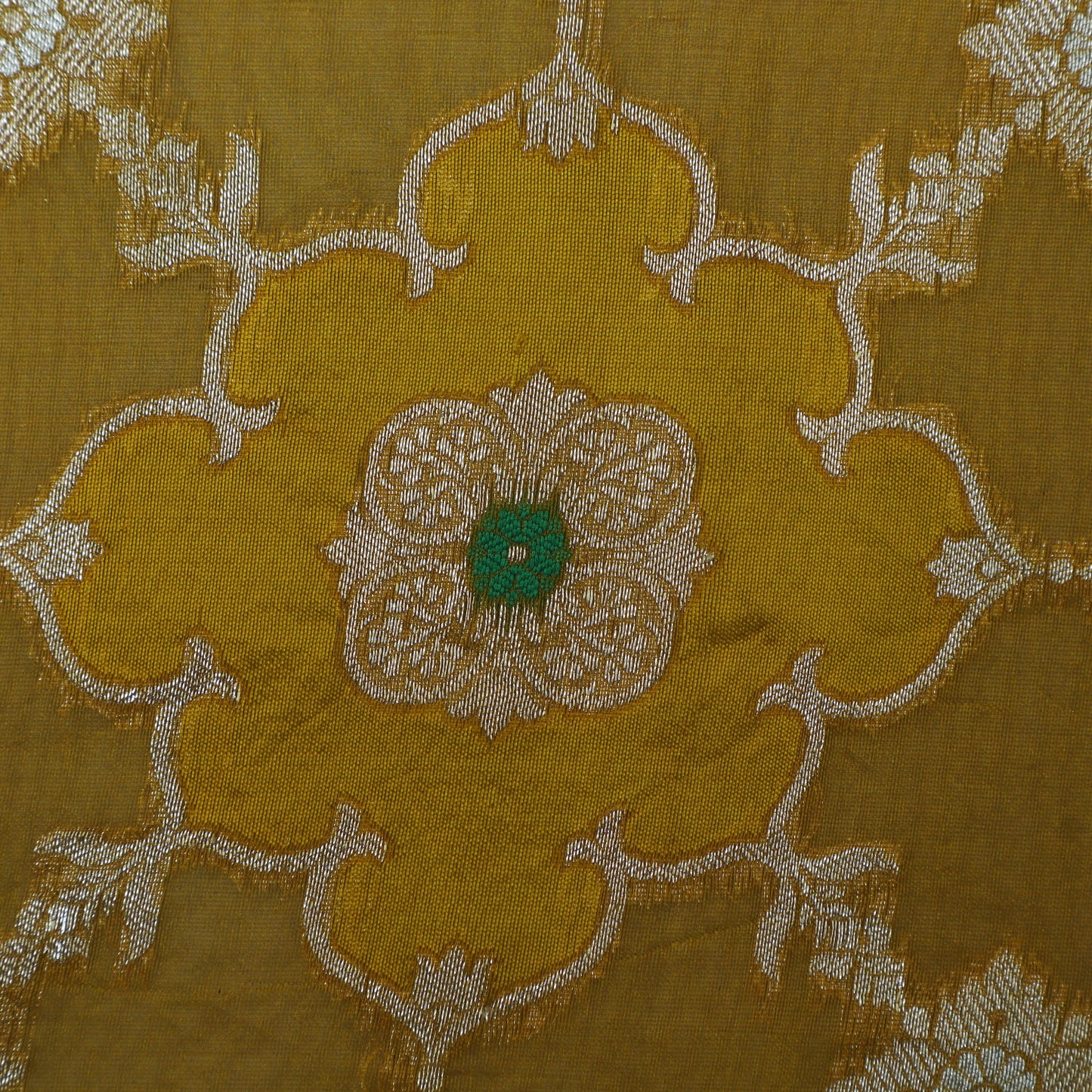 Mustard Color Katan Meena Brocade Fabric