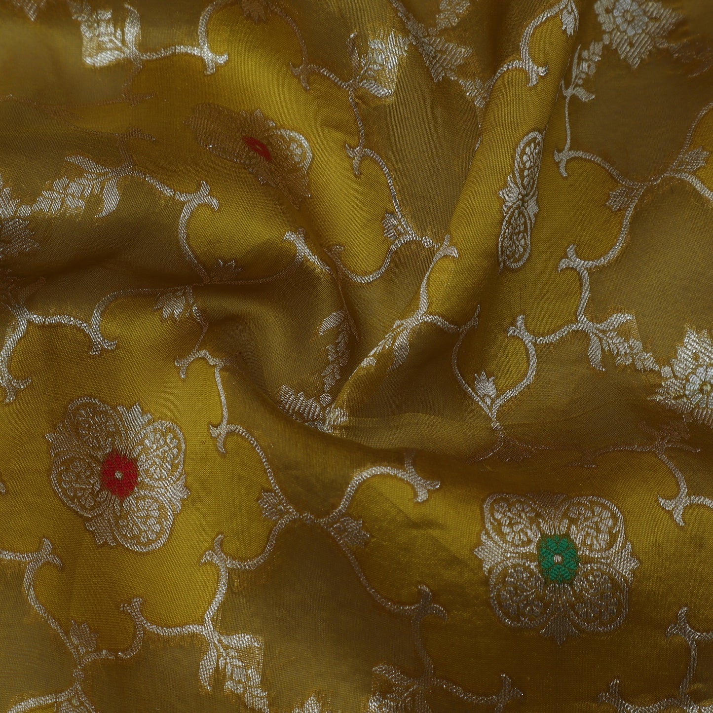 Mustard Color Katan Meena Brocade Fabric