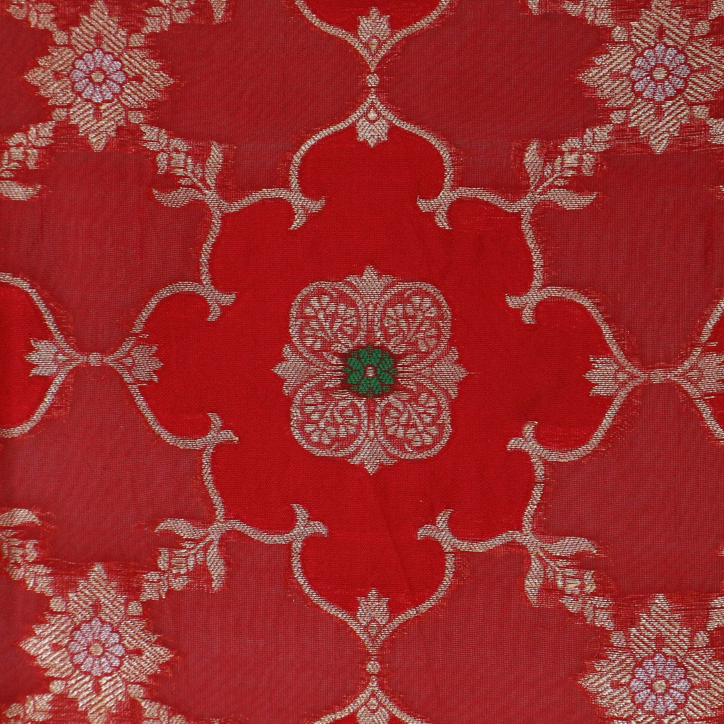Red Color Katan Meena Brocade Fabric